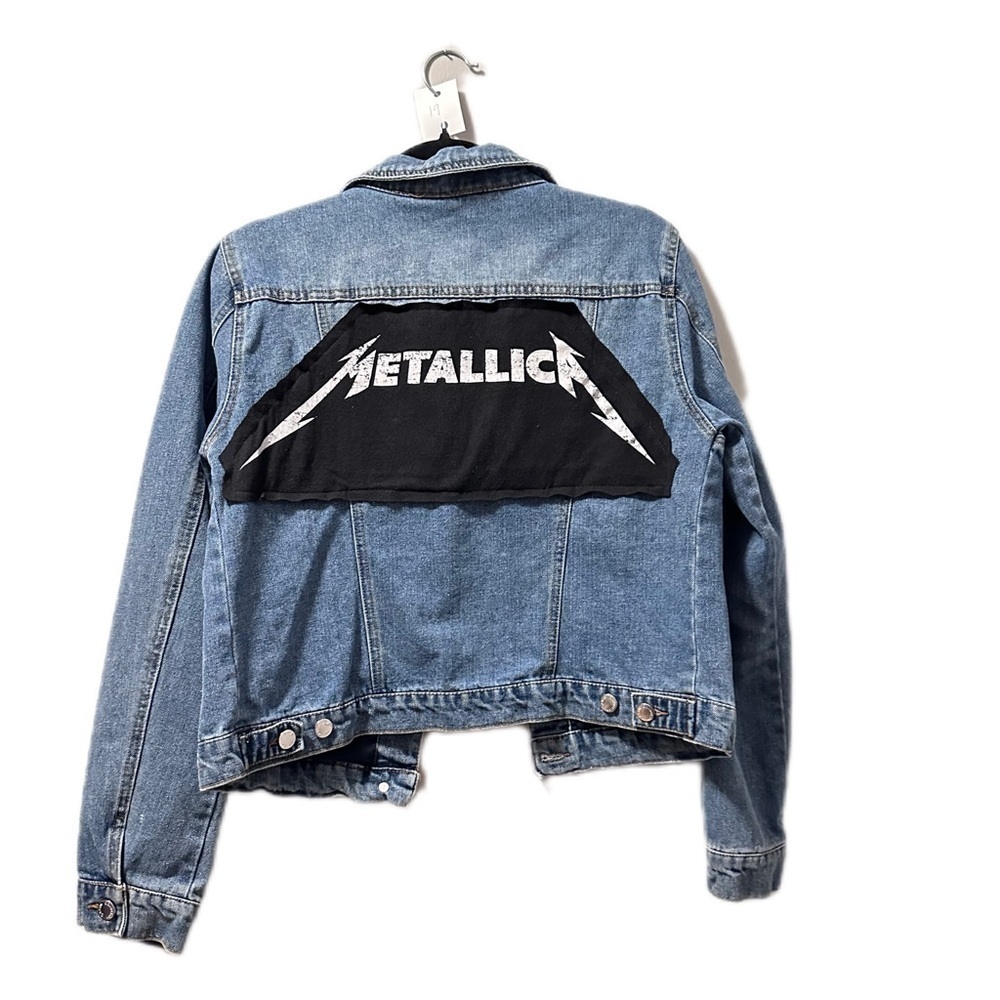 Metallica denim jacket up cycle extra large